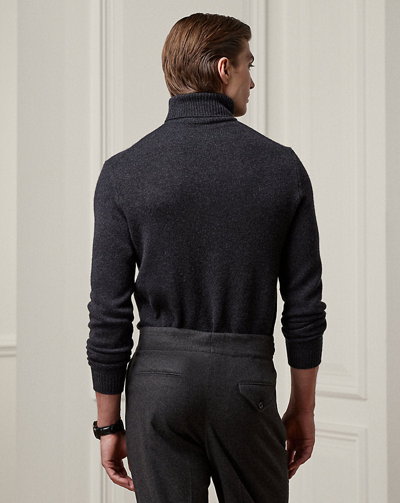 Cashmere Roll Neck Jumper Dark Grey Melange