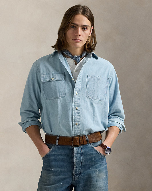 Classic Fit Chambray Workshirt Lt Indigo 1
