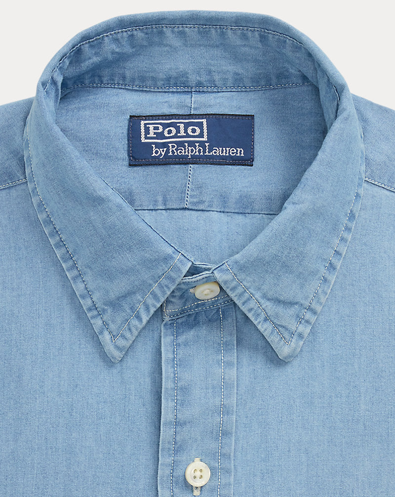 Custom Fit Indigo Chambray Shirt Nimes Blue/White