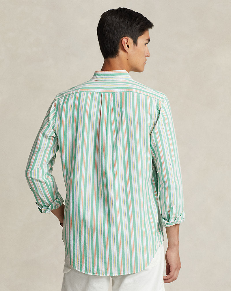Custom Fit Striped Oxford Shirt 6268b Green/White Multi