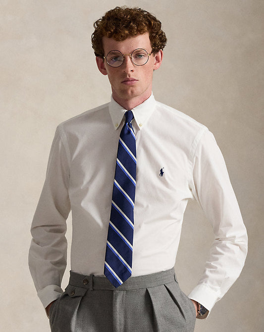 Custom Fit Stretch Poplin Shirt White