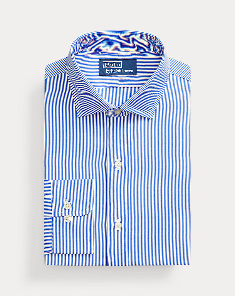 Custom Fit Striped Poplin Shirt Carolina Blue/White