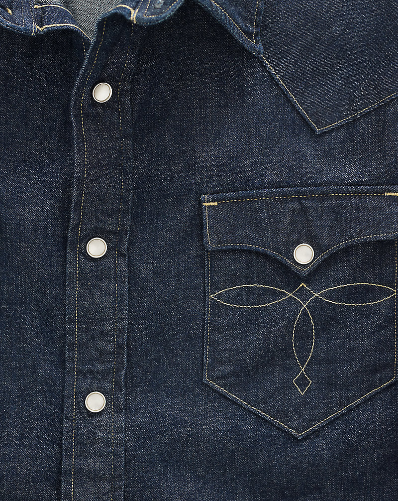 Slim Fit Denim Western Shirt Rinse
