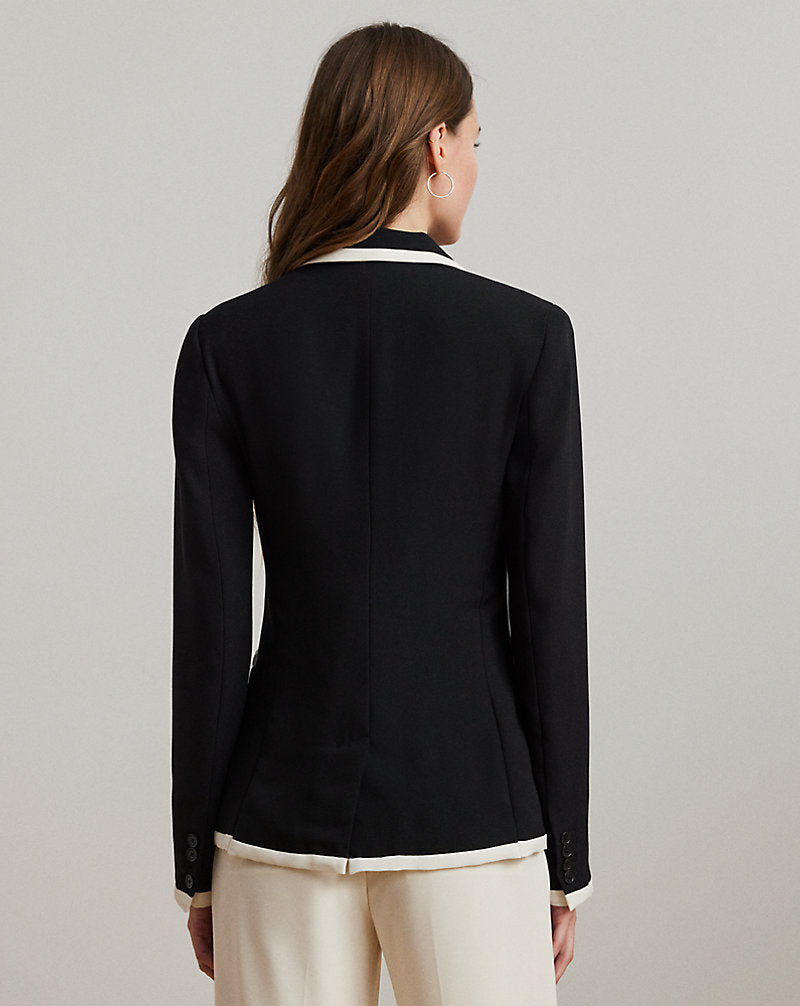 Two-Tone Georgette Blazer Black/Mascarpone Cream
