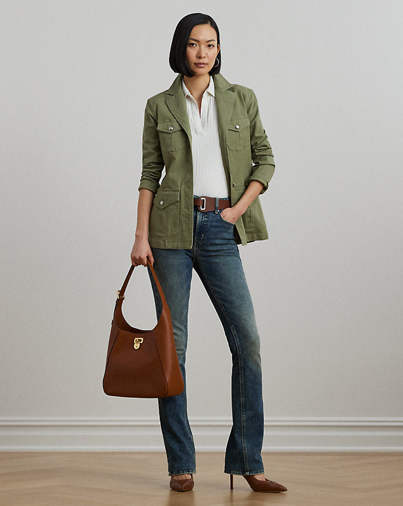 Stretch Cotton Canvas Blazer Sage Green