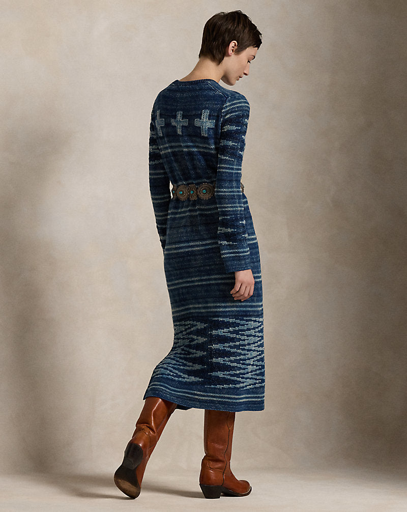 Naiomi Glasses Jumper Dress Indigo Multi