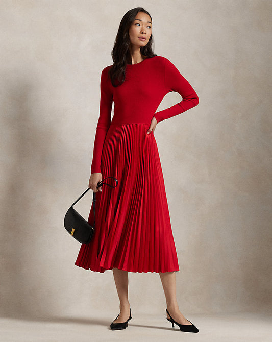 Jumper-Bodice Long-Sleeve Dress RL2000 Red