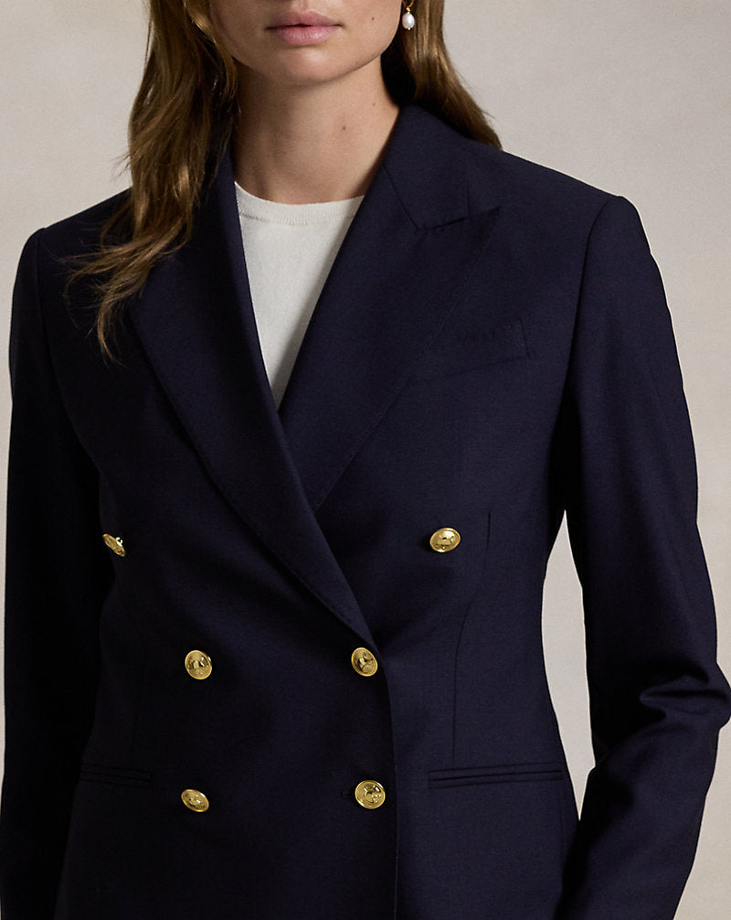 Double-Breasted Stretch-Wool Blazer Navy