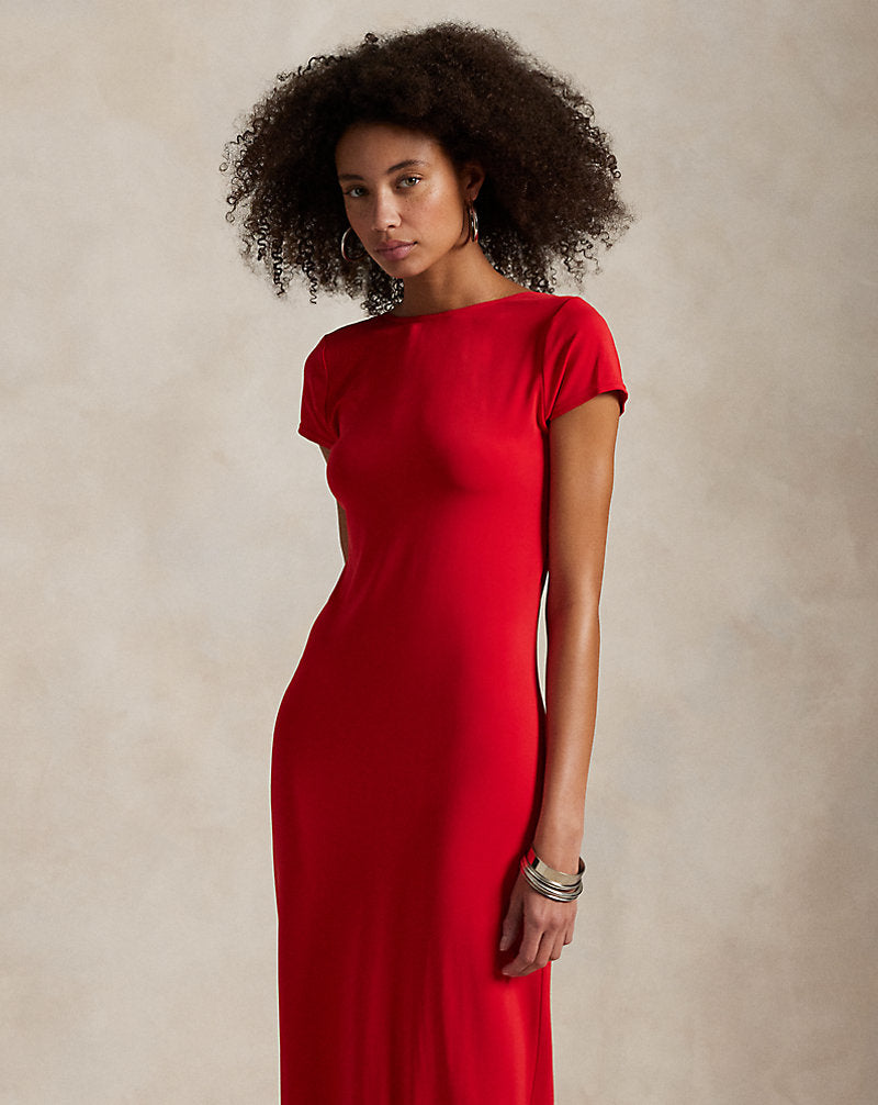 Scoopback Jersey Dress Petal Rose