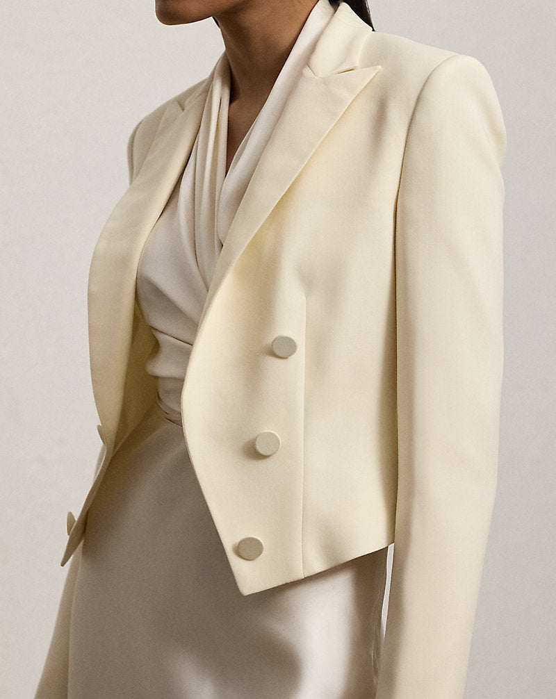 Spencer Wool Crepe Tuxedo Jacket Lux Cream