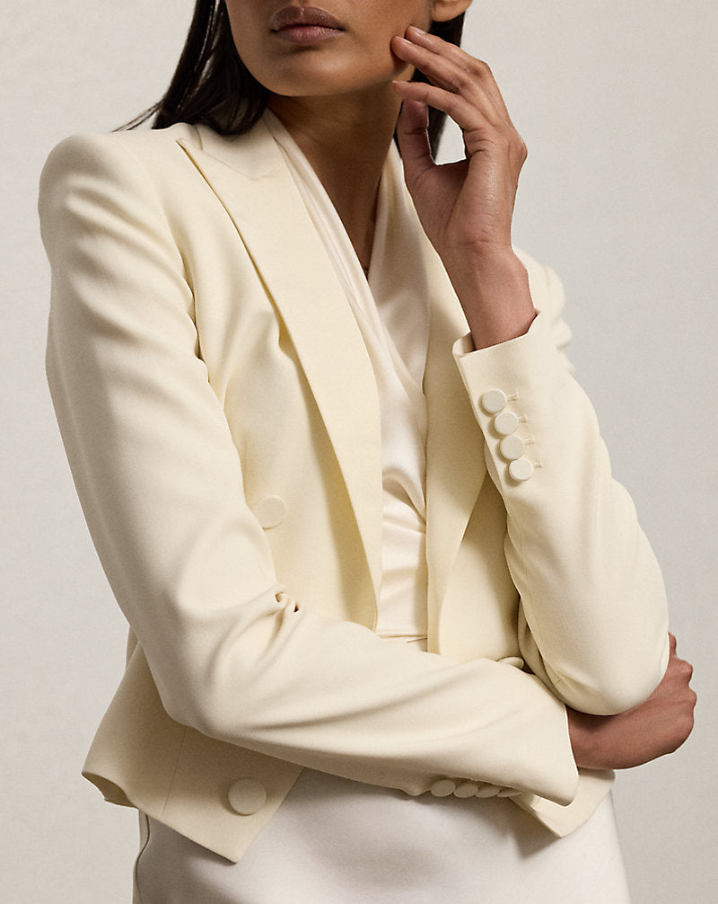 Spencer Wool Crepe Tuxedo Jacket Lux Cream