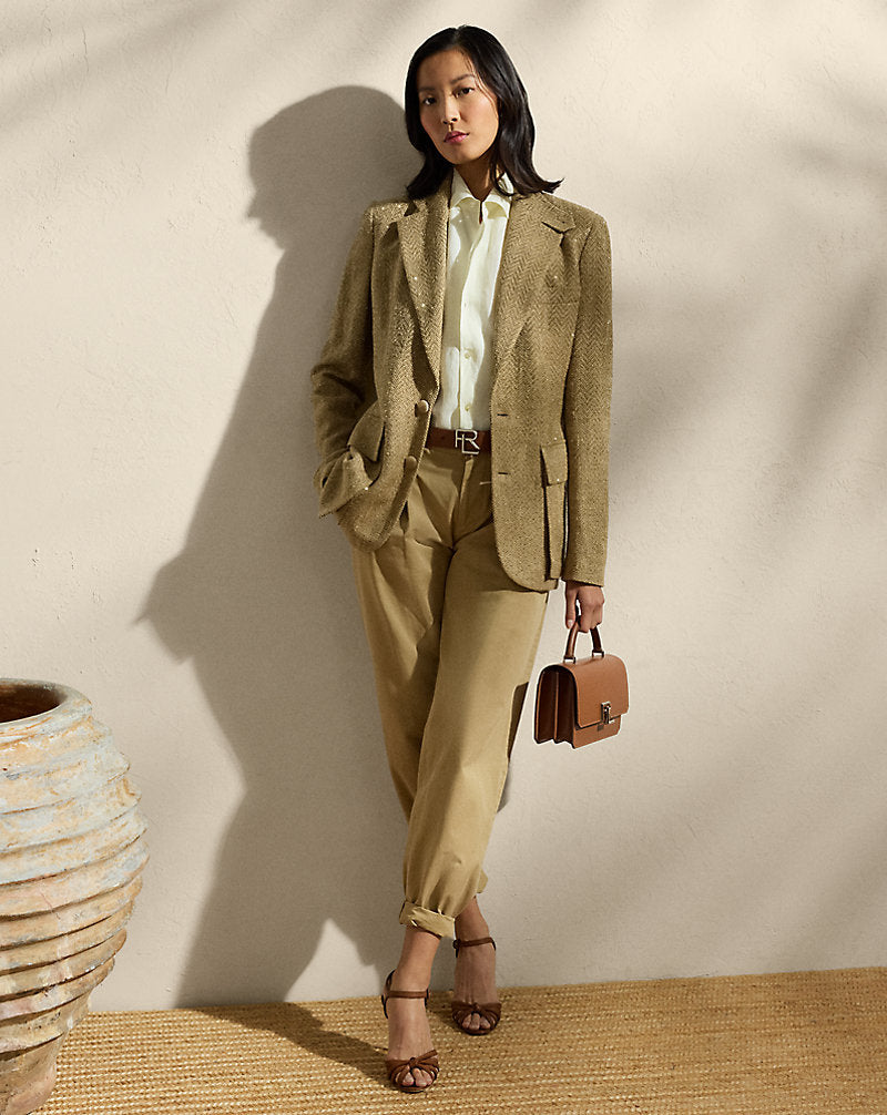 Preston Embellished Tweed Jacket Tan