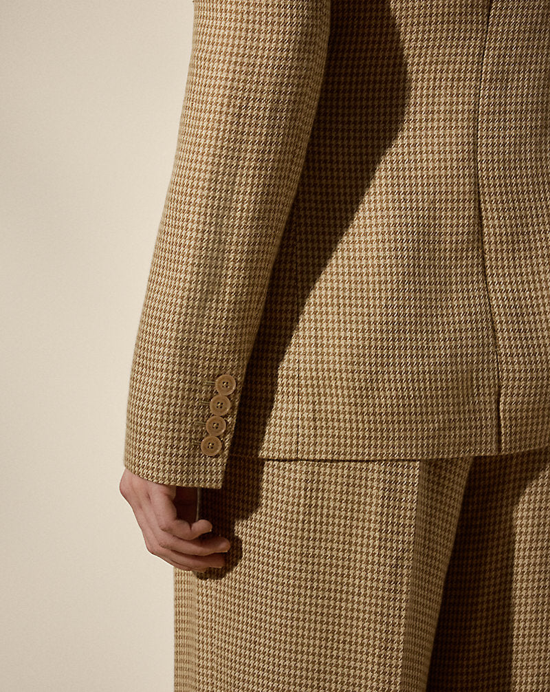 Hailey Houndstooth Tweed Jacket Tan Multi