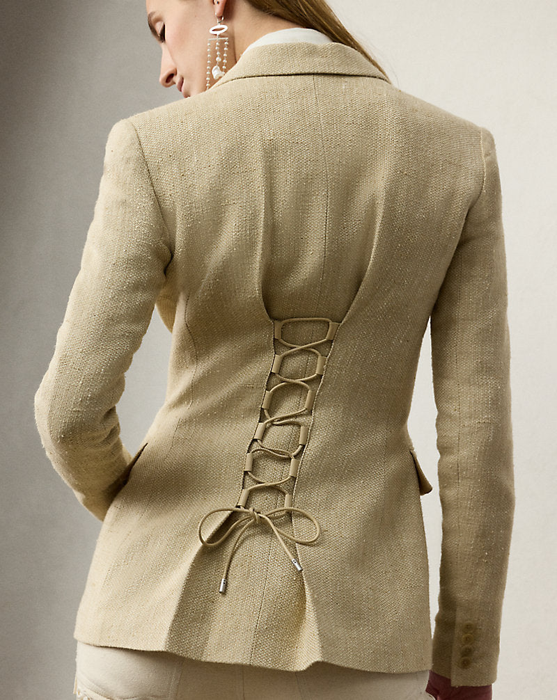 Safia Linen-Blend Tweed Jacket Light Tan Multi