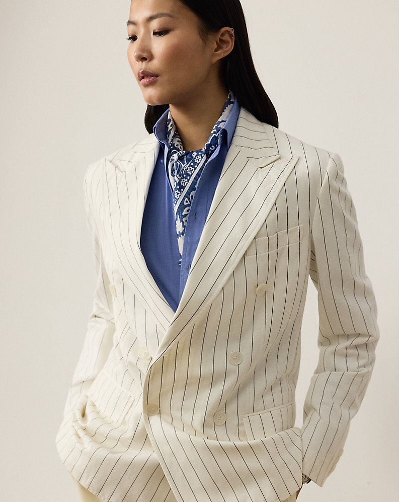 Bennet Striped Washed Jacket Cream/Lux Navy
