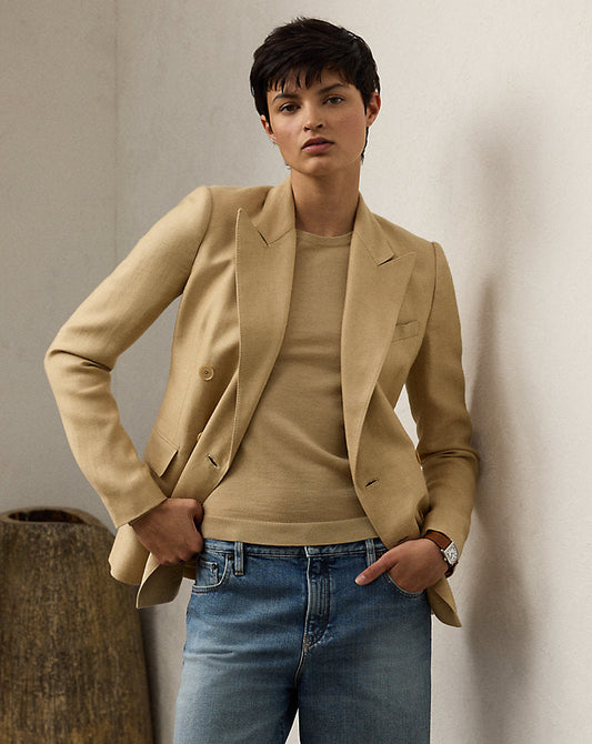 Camden Cashmere-Linen Twill Jacket Light Sand