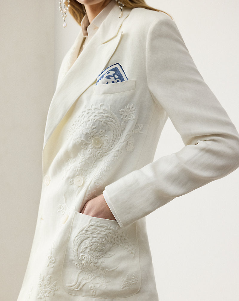 Collen Embroidered Micro-Piqu¨¦ Jacket Cream