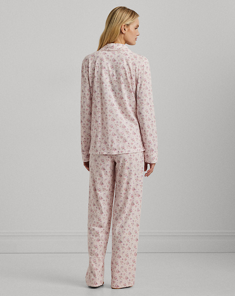 Floral Cotton-Blend Jersey Sleep Set Pink