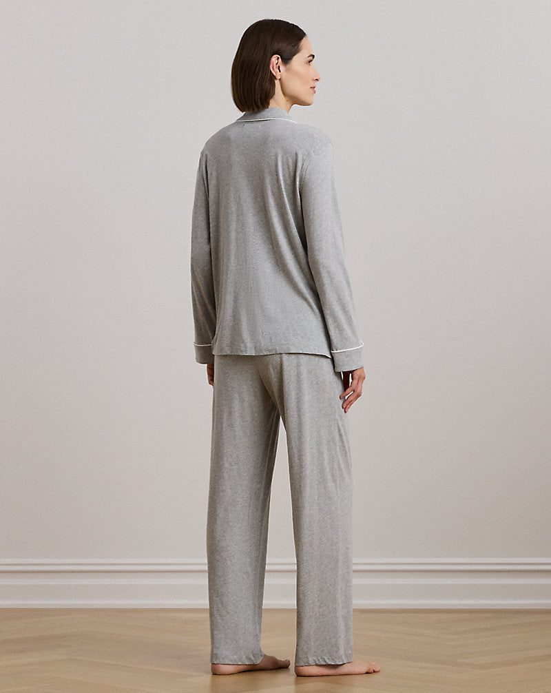 Cotton-Blend Jersey Sleep Set Grey