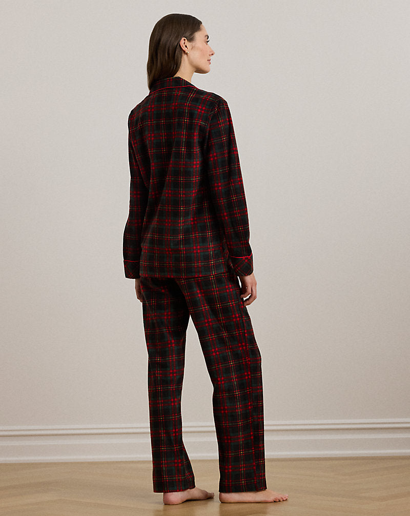 Plaid Fleece Sleep Set Black Plaid