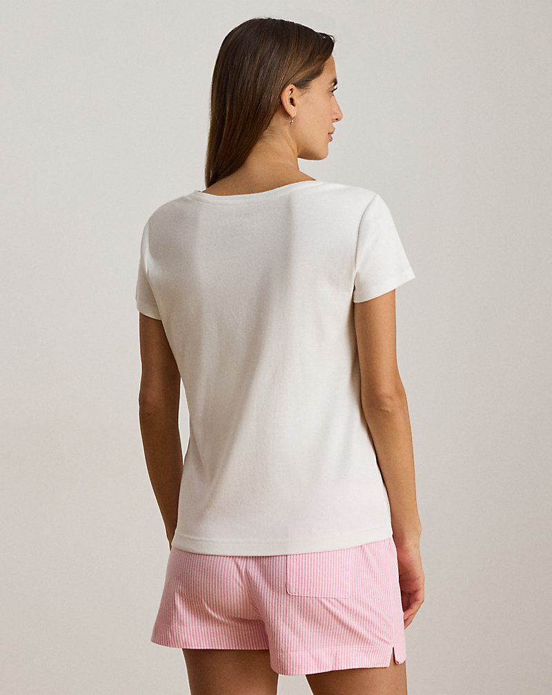 Cotton V-Neck Sleep Tee White