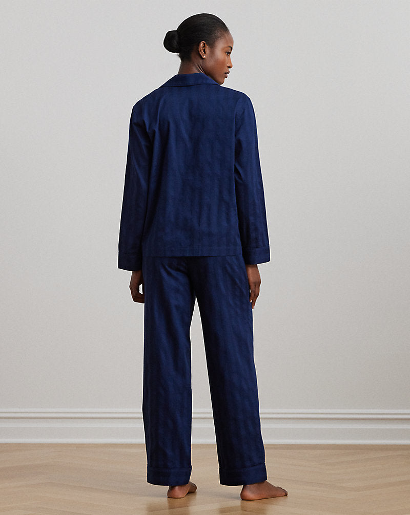Shadow Stripe Cotton Sleep Set Navy