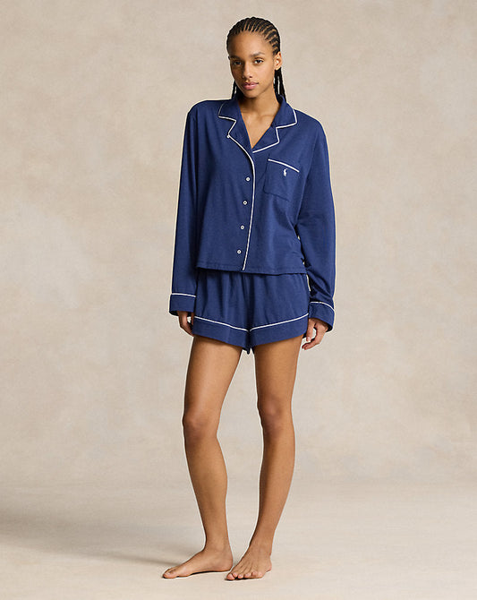 Jersey Long-Sleeve Pyjama Set Navy