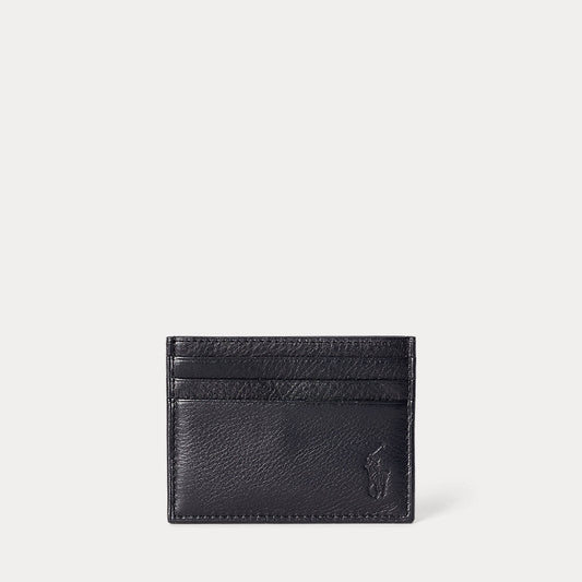 Pebbled Leather Card Case Black