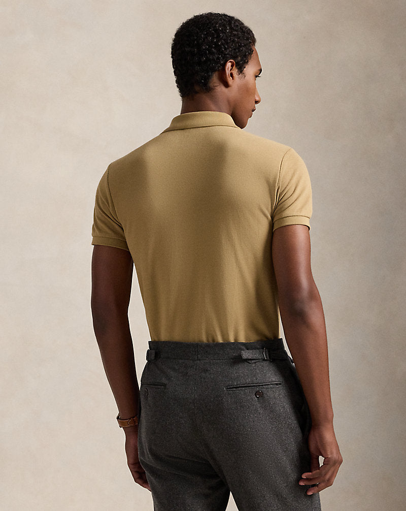 Slim Fit Mesh Polo Shirt Cafe Tan