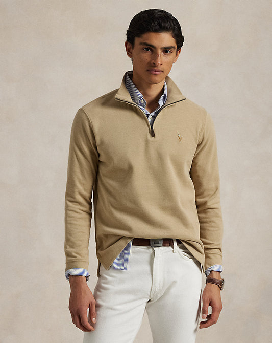Estate-Rib Quarter-Zip Pullover Coastal Beige