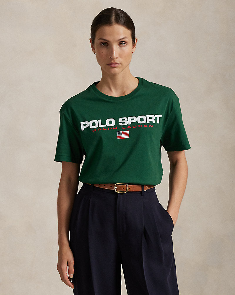 Classic Fit Polo Sport Jersey T-Shirt New Forest/White