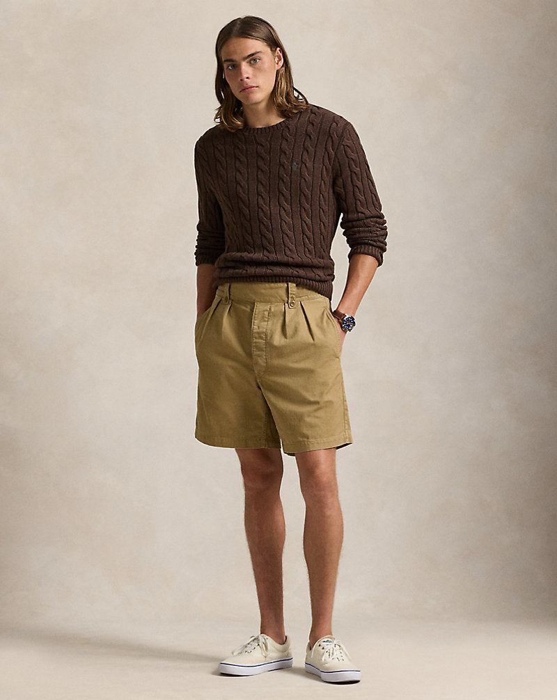 Cable-Knit Cotton Jumper Dark Roast Melange