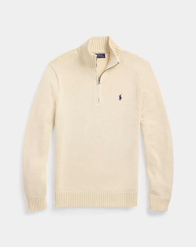 Cotton Quarter-Zip Jumper Andover Cream