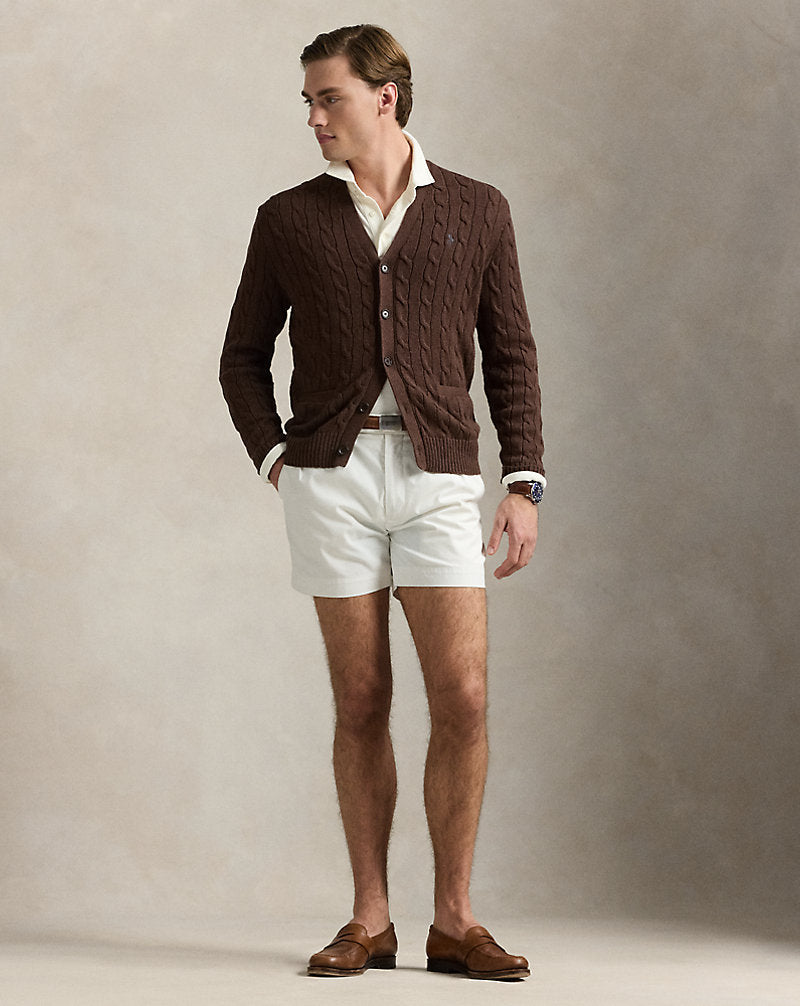 Cable-Knit Cotton Cardigan Dark Roast Melange