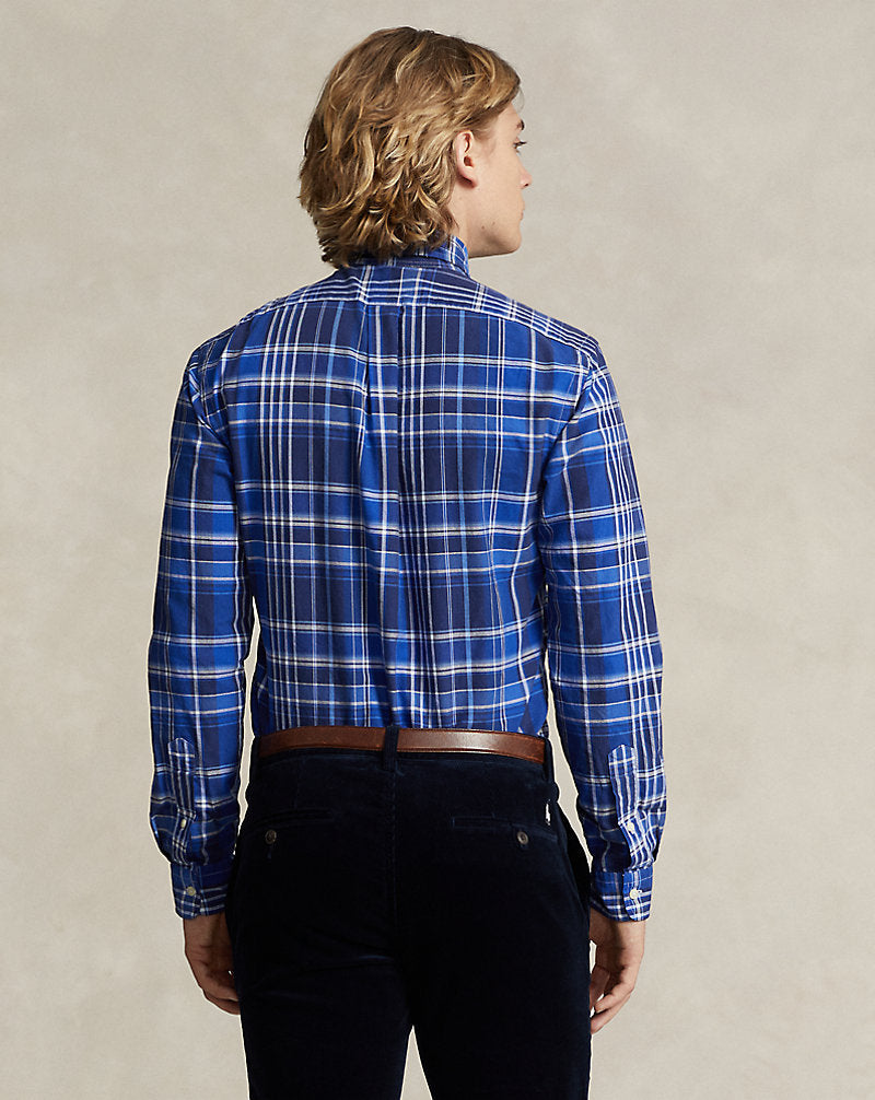 Custom Fit Plaid Oxford Shirt Blue Multi