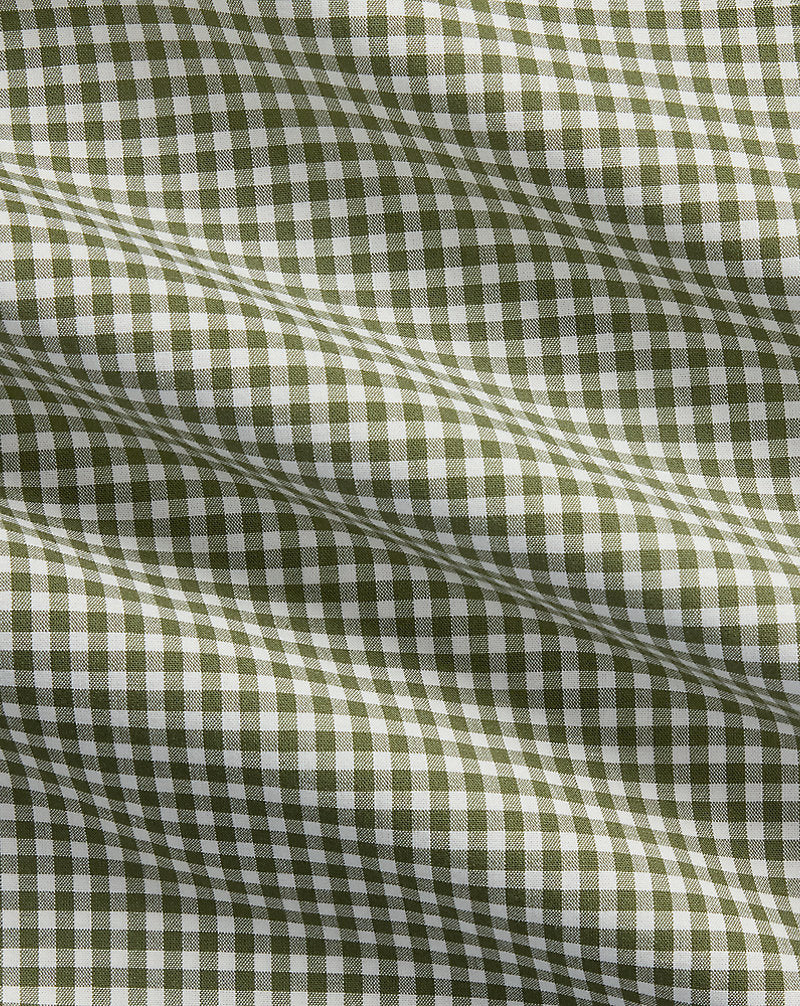 Slim Fit Gingham Stretch Poplin Shirt Garden Trail White