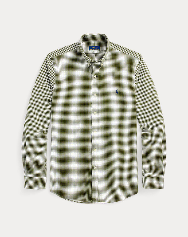 Slim Fit Gingham Stretch Poplin Shirt Garden Trail White