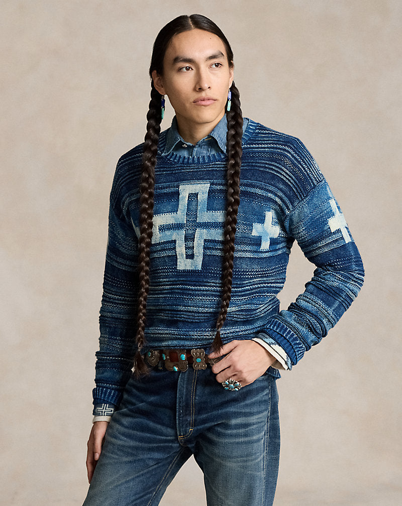 Naiomi Glasses Cotton Jumper Indigo Combo