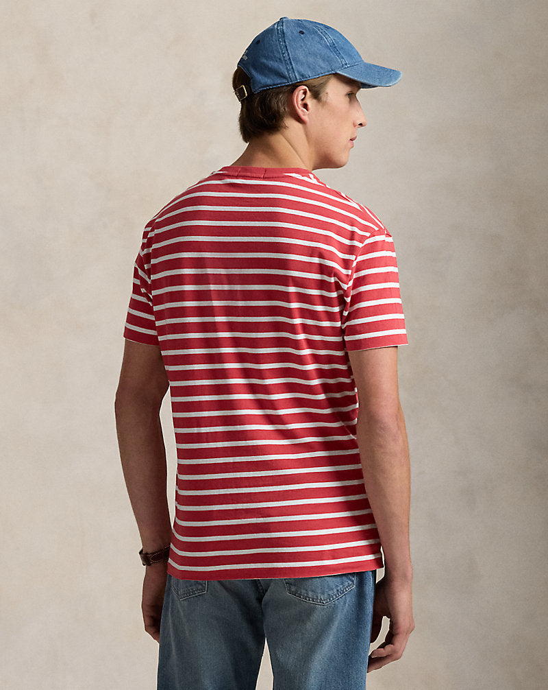 Custom Slim Fit Striped Jersey T-Shirt Spring Red/White