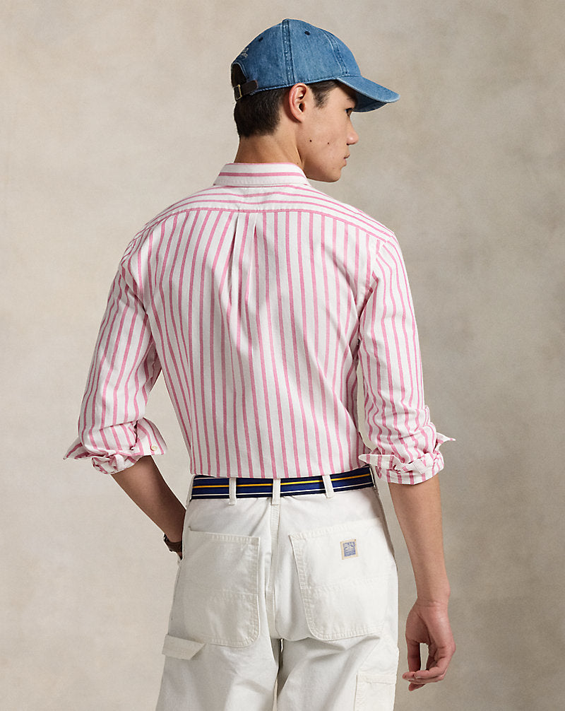 Slim Fit Striped Oxford Shirt Pink/White