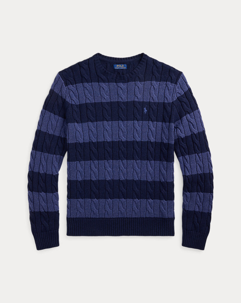 Striped Cable-Knit Cotton Jumper Navy Combo