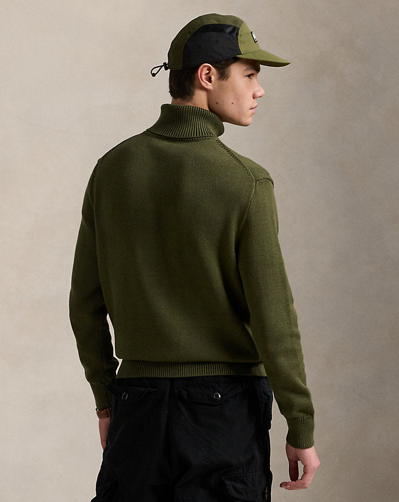 Cotton Roll Neck Jumper New Olive