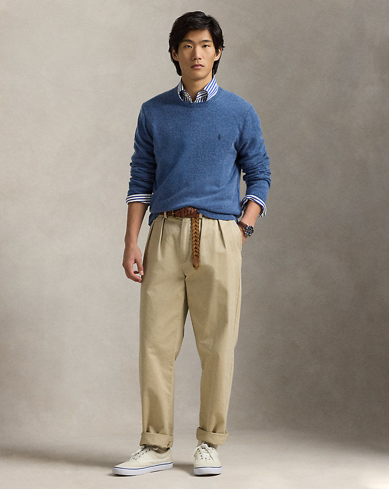 Wool-Cotton Crewneck Jumper Blue Salt Heather