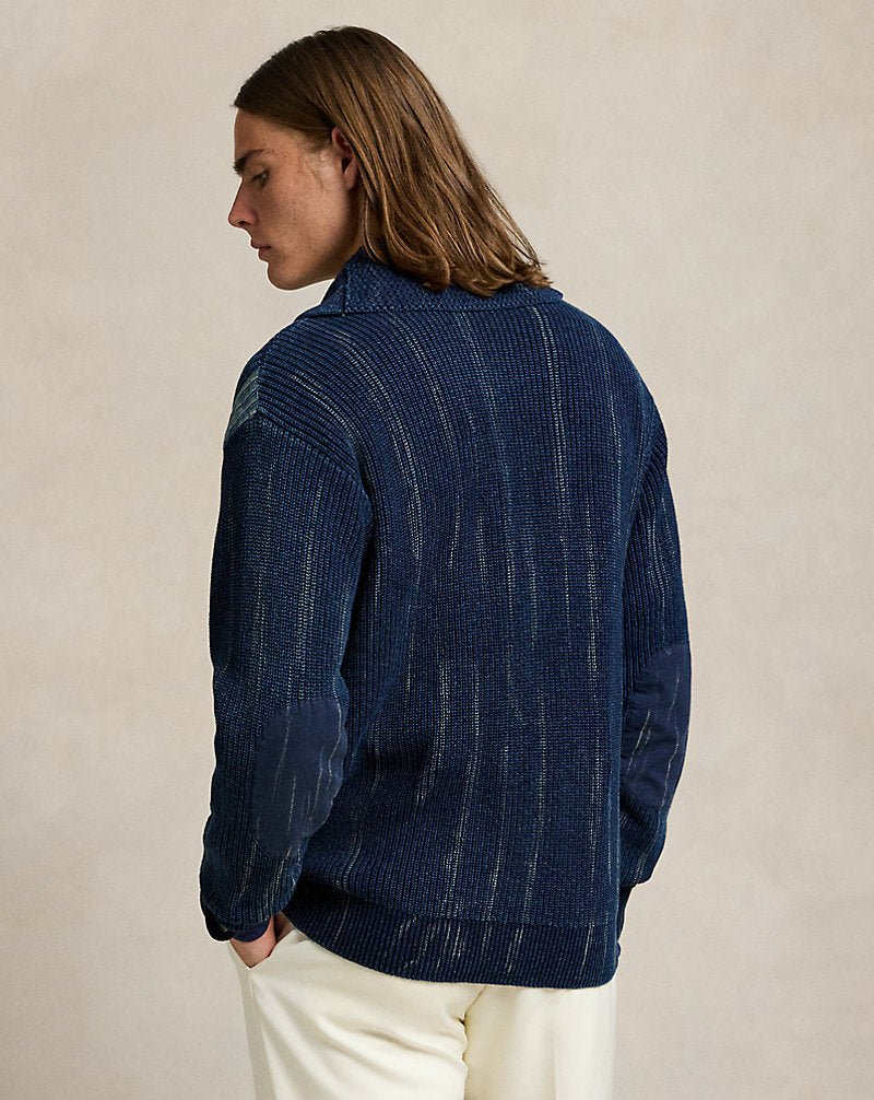 Patchwork Cotton Shawl Cardigan Indigo Combo