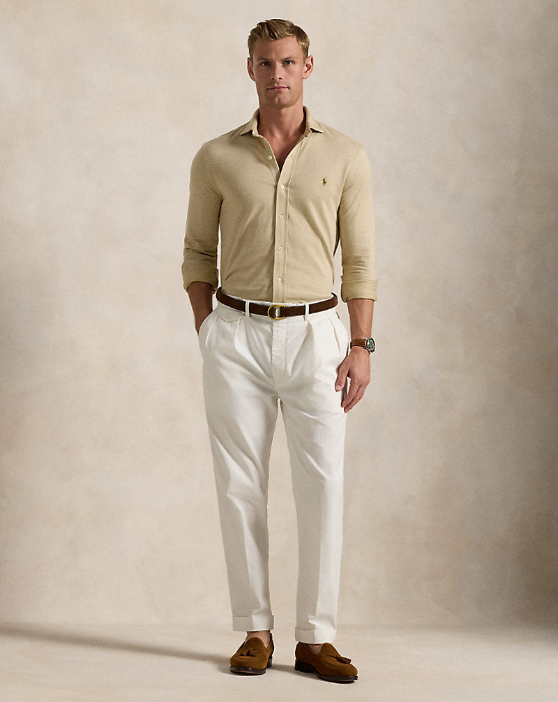 Herringbone Jersey Shirt Exp Dune Htr/Cstl Beige H