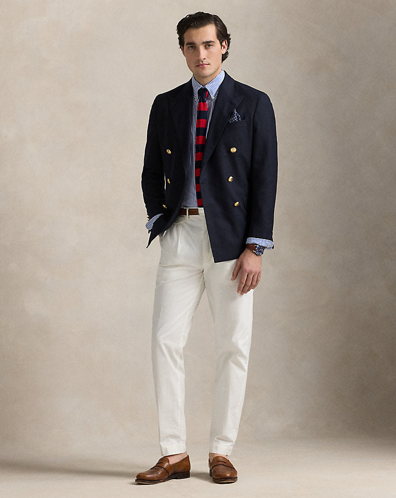 Custom Fit Crest Striped Poplin Shirt Blue/White