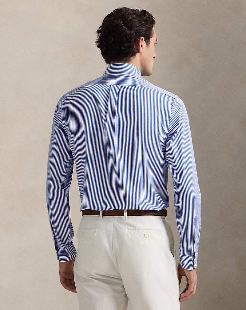 Custom Fit Crest Striped Poplin Shirt Blue/White