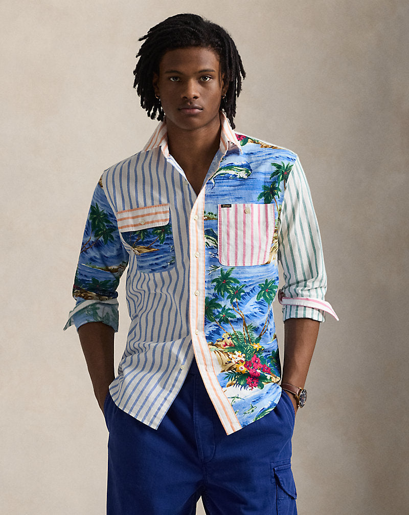 Classic Fit Patchwork Oxford Workshirt Tropical Patchwork