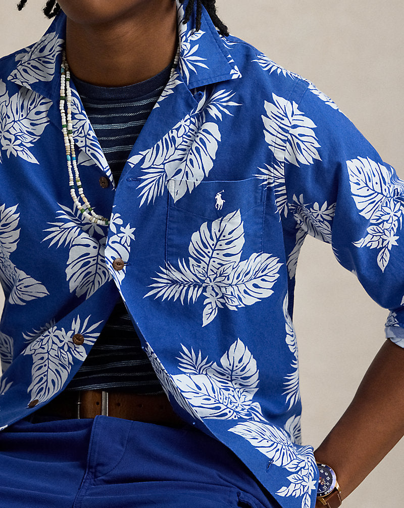 Classic Fit Monstera-Print Oxford Shirt Tropical Monstera
