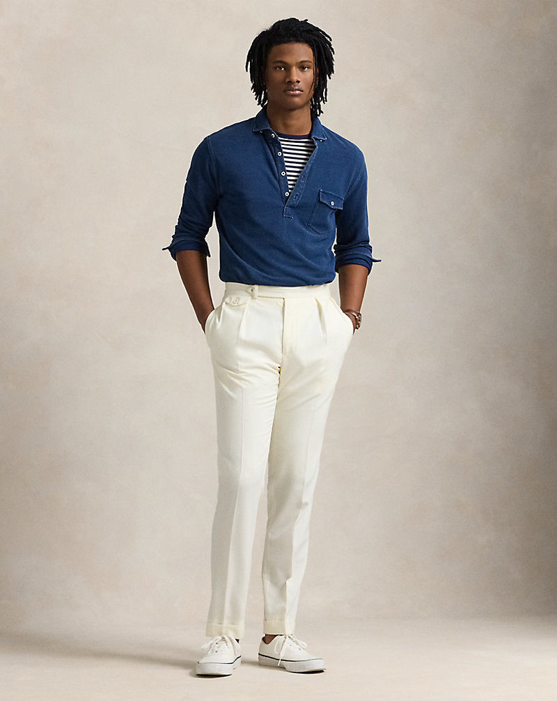 Indigo-Dyed Mesh Polo Shirt Dark Indigo